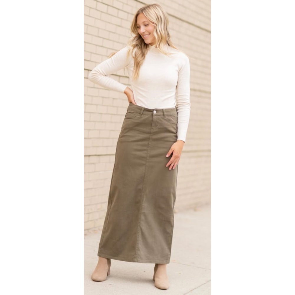 Stella Burnt Olive Denim Skirt